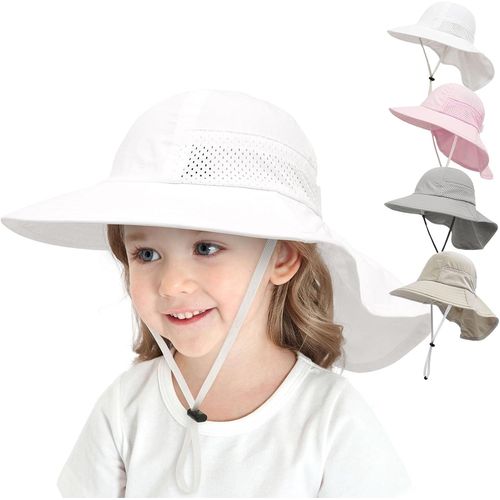 Chapeau De Soleil Garçons Filles Eté Protection Upf 50+ Casquette À Large Bord Rabat De Cou Chapeau De Joueur De Plage.[Z629]