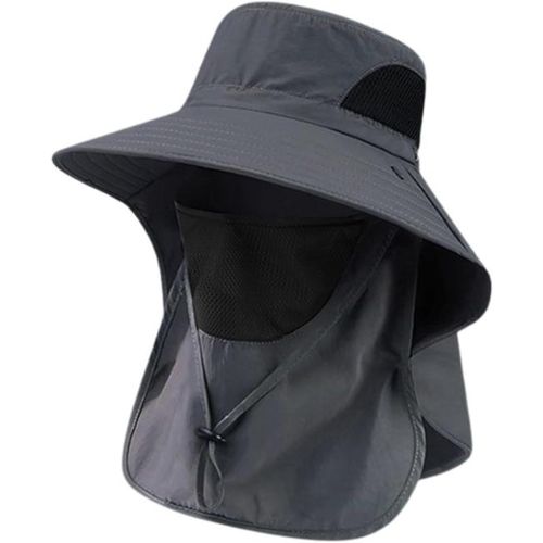 Chapeau De Soleil Avec Couvre-Visage Amovible Et Rabat Chapeaux De Pêche Protection Uv Unisexe Chapeau D'extérieur Pliable Bucket Hat Randonnée