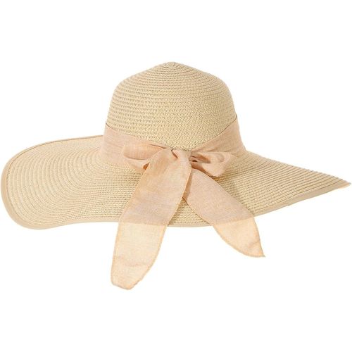 Femmes Grand Arc Chapeau De Paille Grand Cap De Plage Pliant Chapeau De Soleil.[Z1436]