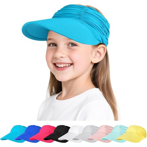 Visiere Casquette À Large Bord Pour Filles De 4 À 12 Ans,Chapeau De Soleil Anti-Uv Protection Solaire,Casquette De Plage Légère Et Respirante,Chapeau Pour Refroidir La Tête Chapeau D'été.[Z1536]