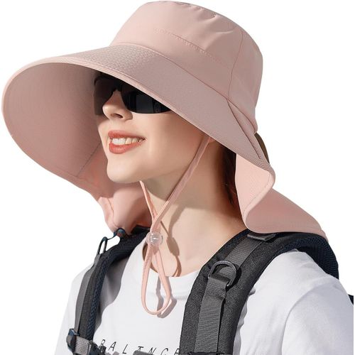 Chapeau De Soleil Femmes Anti Uv Chapeau D'été Avec Trou Pour Queue De Cheval 12cm À Large Bord Safari Casquette Pour Randonnée,Voyage,Pêche,Camping 55-60cm.[Z639]