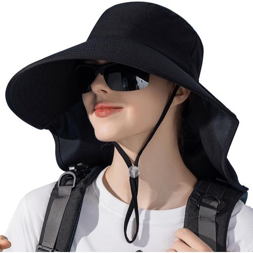 Chapeau De Soleil Femmes Anti Uv Chapeau D'été Avec Trou Pour Queue De Cheval 12cm À Large Bord Safari Casquette Pour Randonnée,Voyage,Pêche,Camping 55-60cm.[Z637]