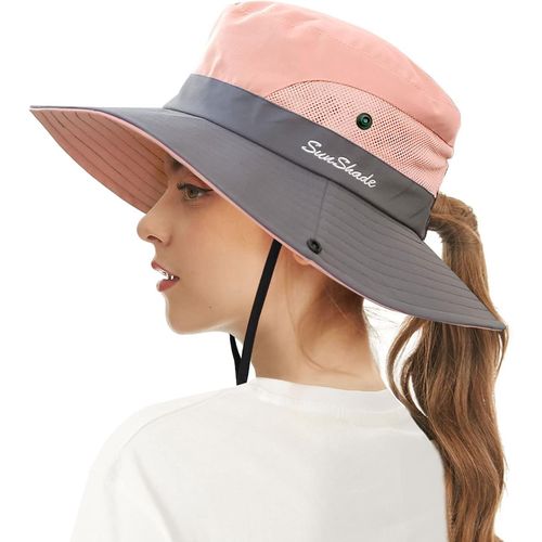 Chapeau De Soleil À Large Bord Pour Femme,Protection Uv,Maille Pliable,Queue De Cheval,Chapeau De Pêche,Casquette De Plage Pour La Pêche,La Randonnée,Le Jardinage.[Z626]