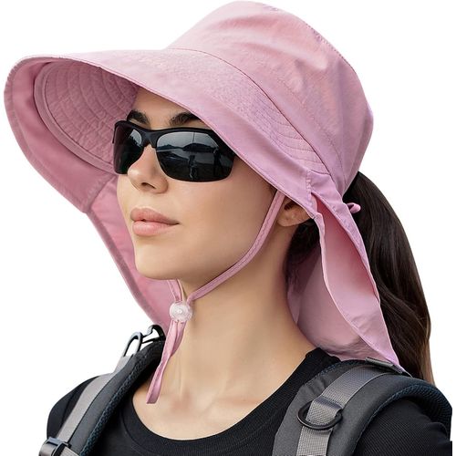 Chapeau De Soleil À Large Bord Pour Femme Protection Uv Casquette Avec Trou Queue De Cheval Randonnée Cyclisme Montagne Voyage.[Z863]