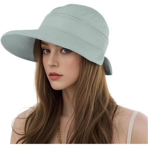 Femme Casquette Grande Visière Anti-Soleil En Coton Chapeau De Soleil Pliable Contre Upf 50+ Casquette Haut Vide Queue De Cheval Pare-Soleil Capeline D'été Large Bord Chapeau De Plage Voyage.[Z800]