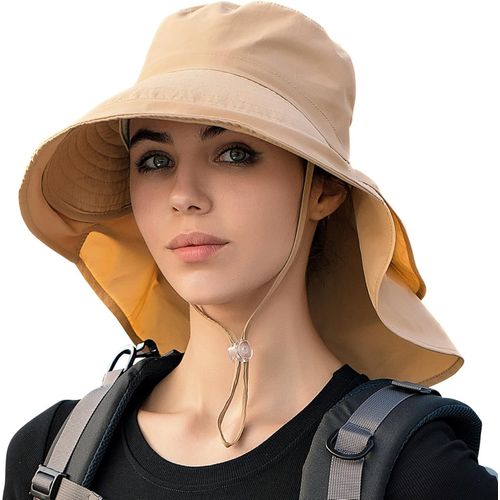 Chapeau De Soleil À Large Bord Pour Femme Protection Uv Casquette Avec Trou Queue De Cheval Randonnée Cyclisme Montagne Voyage.[Z866]