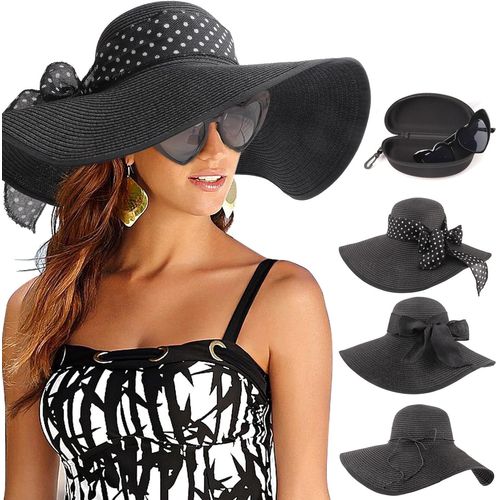 Femme Capeline De Paille À Large Bord Anti-Soleil Respirant Anti Uv Upf 50+ Pour La Plage.[Z880]