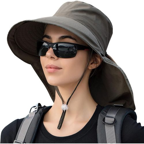 Chapeau De Soleil À Large Bord Pour Femme Protection Uv Casquette Avec Trou Queue De Cheval Randonnée Cyclisme Montagne Voyage.[Z864]