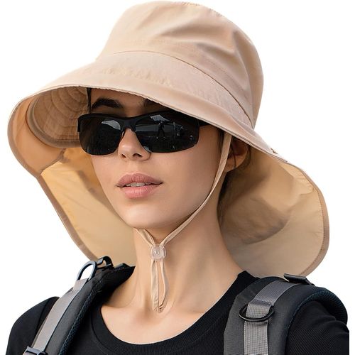 Chapeau De Soleil À Large Bord Pour Femme Protection Uv Casquette Avec Trou Queue De Cheval Randonnée Cyclisme Montagne Voyage.[Z862]