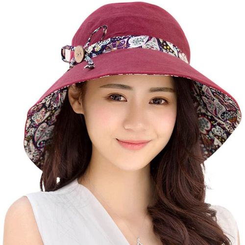 Femme Capelines De Soleil Soleil R¿¿Glable Coton Large Bord Visi¿¿Re Et¿¿ Plage Voyage Upf Uv.[Z841]