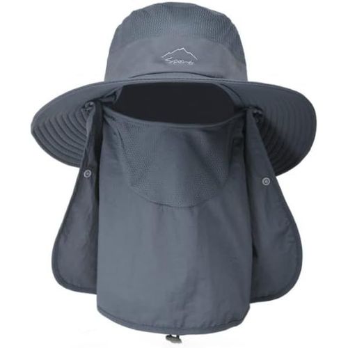 Chapeau De Soleil À Large Bord En Maille Avec Rabat Amovible Pour Le Cou Et Le Visage Protection Uv Upf 50 Unisexe Chapeau D'extérieur Pour Cyclisme,Pêche,Randonnée,Bateau,Jardinage.[Z936]