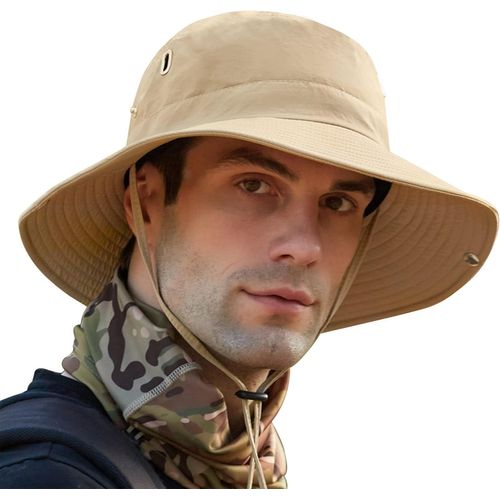 Chapeau Soleil Homme Femme Anti Uv Outdoor Ete Chapeau Safari Pliable Chapeau De Peche Bouton Boonie Hat Pour Randonnée Voyage Chasse Camping.[Z946]