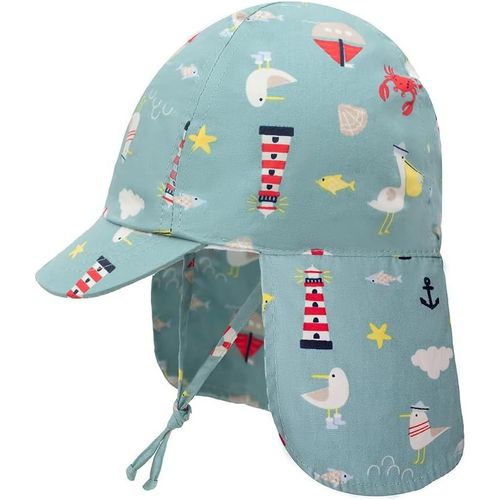 Chapeau De Soleil Pour Bébé Garçon 100% Coton,Chapeau De Plage Pour Bébé Avec Protection De La Nuque,Accessoires De Plage D'été Pour Les Bébés Et Les Enfants.[Z949]
