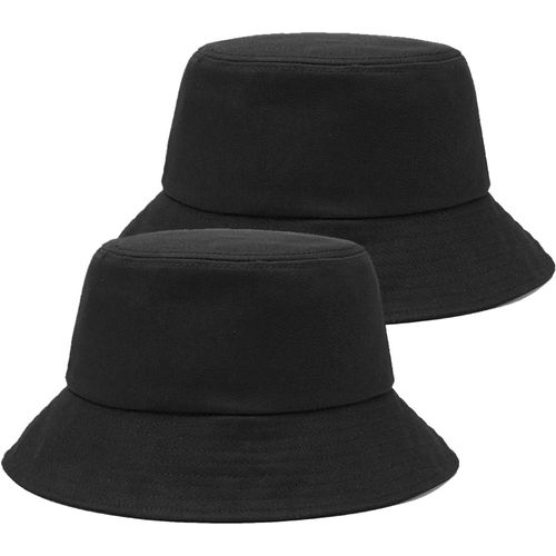 Lot De 2 Chapeaux Bob Noirs,Chapeaux De Pêcheur D'été,Chapeaux De Soleil Réversibles,Chapeaux De Pluie,Chapeau D'été Pour Homme Et Femme
