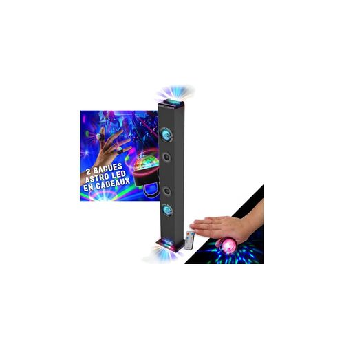 Tour de son INOVALLEY HP58BTH - Lumière LED Multi-rayons, Bluetooth, Radio FM, AUX - 60W, Lumières Bagues LED EN CADEAUX