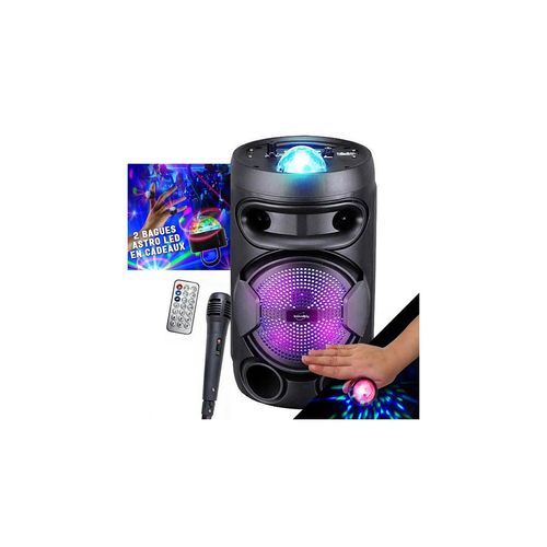 Enceinte mobile sur batterie INOVALLEY KA02 BOWL - 400W, USB TWS, RADIO FM, Karaoké Enfant, Lumières Bagues LED EN CADEAUX
