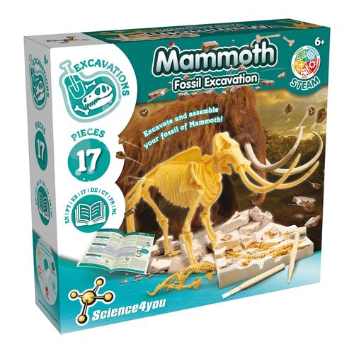 Science4you - Mammouth Kit De Fouille Pour Enfants 6 Ans - Excaver Et Assembler 17 Fossiles De Dinosaure Avec Ce Jouet De Paléontologie Et Archeologie Pour Enfants Jeux Scientifique 6-10 Ans