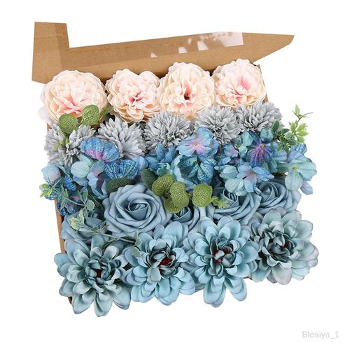 Bouquets de mariée combinés de fleurs artificielles, pour centres de Table, Bleu