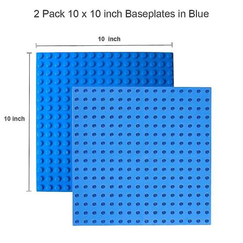 Plaques De Base En Briques De Construction, Paquet De 6 Bases De Construction Compatibles Avec Duplo, Mega Et Autres Grandes Marques De Briques De Plus Grande Taille, Plinthe De Construction En Bleu, Style Gree 1