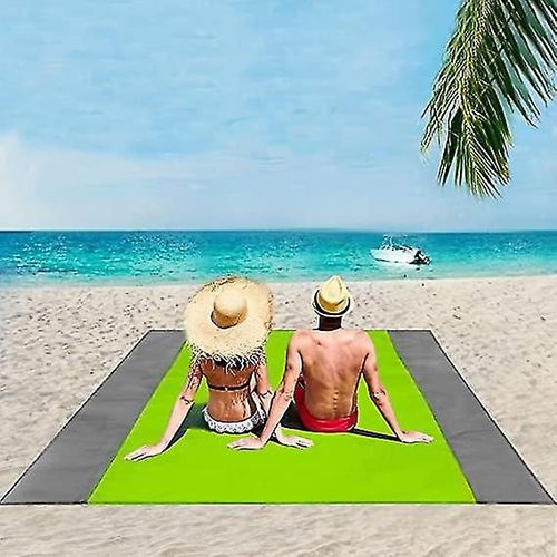 Auspicious-Tapis De Plage Extra Large 200 Cm X 200 Cm, Couverture De Pique-Nique Imperméable, Anti-Sable, Lavable En Machine, Nylon Vert