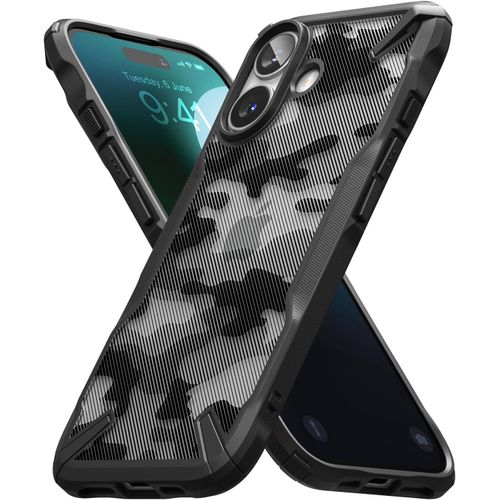 Eryi-Coque Compatible Avec Iphone 16 [Fusion-X] Antichoc Protection Militaire Défense Résistant Aux Rayures Rigide Back Souple Bumper Étui Iphone 16 Case Accessoires - Camo Black