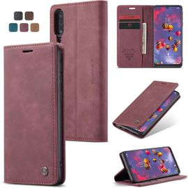 Eryi-Coque Samsung Galaxy A50/A50s/A30s, Housse Antichoc En Cuir Pu Premium Fentes Cartes Etui Pochette De Portefeuille Avec Fonction Support Case À Rabat Pour Samsung A50/A50s/A30s - Vin Rouge