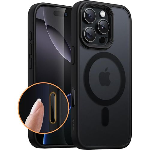 Eryi-Coque Magnétique Pour Iphone 16 Pro 6,3 Pouces Avec Bouton De Capture De Contrôle De Caméra, Compatible Avec Magsafe, Étui Housse Translucide Dos Mat Fine Antichoc (Titane Noir)