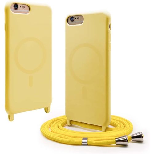Eryi-Silicone Coque Magnétique Pour Iphone 8 Plus/Iphone 7 Plus Avec Cordon,Compatible Avec Magsafe,Étui Housse Silicone Avec Portable Lanyard Réglable, Jaune
