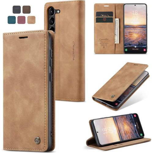 Eryi-Coque Samsung Galaxy S23 Plus Housse Antichoc En Cuir Pu Premium Fentes Cartes Etui Pochette De Portefeuille Avec Fonction Support Case À Rabat Pour Samsung Galaxy S23 Plus 5g - Brun