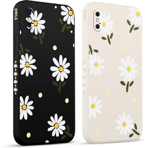 Eryi-2 Pezzi Cover Per Apple Iphone X 5.8" Margherita Crisantemo Romantico Disegno Morbido Donne Protezione Sottile Anti Fotocamera Silicone Tpu Custodia Morbida Antiurto Case