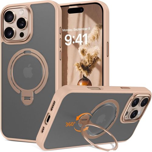Eryi-Coque Pour Iphone 16 Pro Avec Support, Magnétique Compatible Avec Magsafe, Étui Translucide Mat Housse De Protection Antichoc Dos Anti-Rayures Case Pour Iphone 16 Pro 6.3"", Titane Sable
