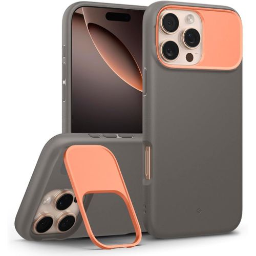 Eryi-Nano Pop Mag Kickstand Coque Iphone 16 Pro Max [Béquille En Métal Pour La Protection De L'appareil Photo] Coque De Protection Contre Les Chutes De Qualité Militaire - Papaya Gray