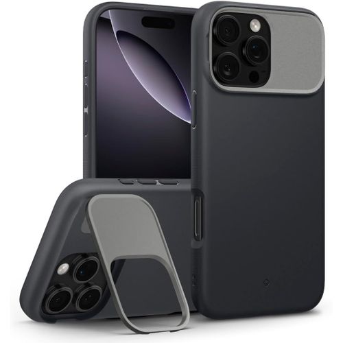 Eryi-Nano Pop Mag Kickstand Coque Iphone 16 Pro Max [Béquille En Métal Pour La Protection De L'appareil Photo] Coque De Protection Contre Les Chutes De Qualité Militaire - Black Sesame