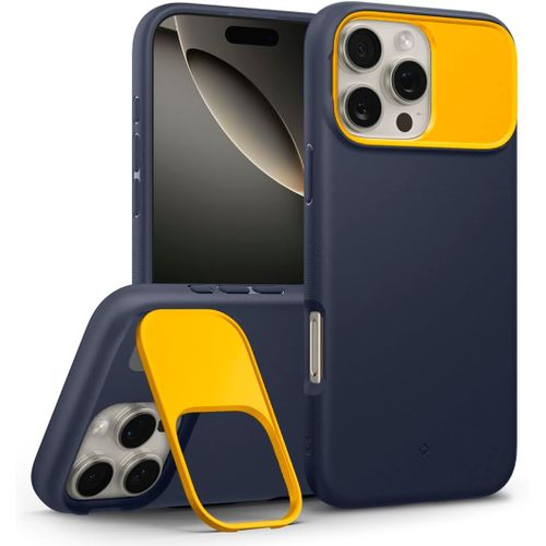 Eryi-Nano Pop Mag Kickstand Coque Iphone 16 Pro Max [Béquille En Métal Pour La Protection De L'appareil Photo] Coque De Protection Contre Les Chutes De Qualité Militaire -Blueberry Navy