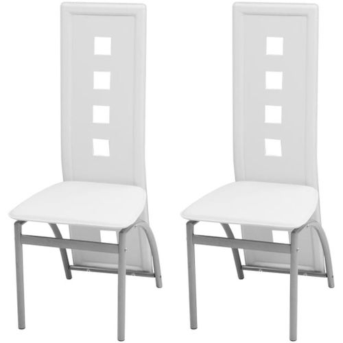 Lot De 2 Chaises De Salle À Manger Cuisine Design Contemporain Synthétique Blanc Cds020190