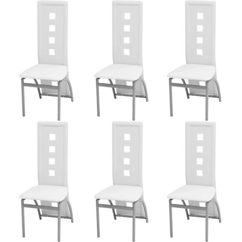 Lot De 6 Chaises De Salle À Manger Cuisine Style Moderne En Synthétique Blanc Cds022177