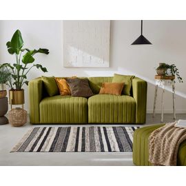 Canapé Modulable 2 Places En Velours Vert Olive