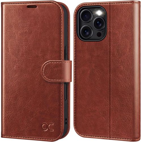Eryi-Etui Coque Pour Iphone 16 Pro, Antichoc Tpu Housse Iphone 16 Pro Cuir Pu Portefeuille Etui, Rfid Blocage, Béquille, Fentes Pour Cartes, Protection Coque Iphone 16 Pro (6,3 Pouces) - Brun Foncé