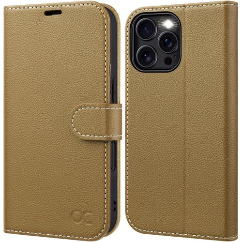 Eryi-Etui Coque Pour Iphone 16, Antichoc Tpu Housse Iphone 16 Pro Cuir Pu Portefeuille Etui, Rfid Blocage, Béquille, Fentes Pour Cartes, Protection Coque Iphone 16 Pro (6,3 Pouces) - Cuivré