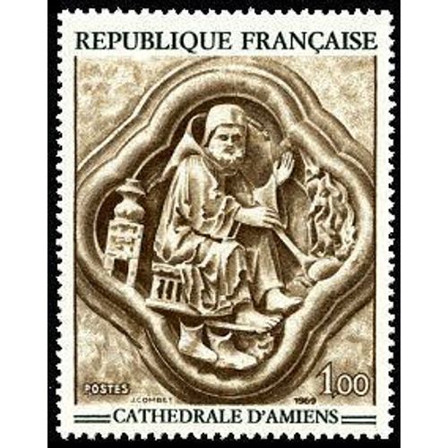 France 1969, Série Art, Très Beau Timbre Neuf** Luxe Yvert 1576, Sculpture De La Cathédrale D'amiens.