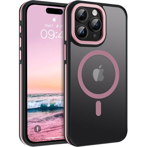 Eryi-Magnétique Coque Pour Iphone 15 Pro-Dos Transparente Mat, [Compatible Avec Magsafe], Case Aimant Protection Rigide Etui Antidérapante, Housse Pour 15 Pro Fin, Rose