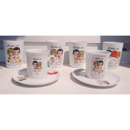 Lot De 6 Tasses "Liebe Ist..." (L'Amour C'Est...)