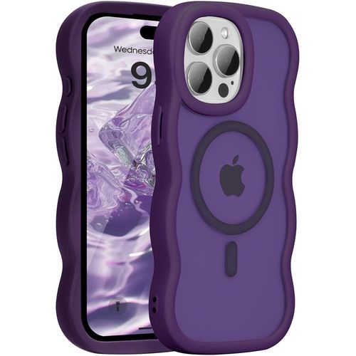 Eryi-Coque Magnétique Pour Iphone 13 Pro Max Compatible Avec Recharge Sans Fil, Wave Frame Étui En Silicone Liquide, Housse De Protection Antichoc Bumper Cover Case Avec Anti-Rayures, Violet