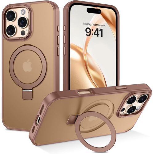 Eryi-Coque Magnétique Pour Iphone 16 Pro Étui Compatible Avec Magsafe [Support Anneau Béquille Intégré], Housse De Protection Bumper Antichoc De Militaire Coque Case Pour Iphone 16 Pro 6.3""-Titane