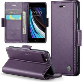 Eryi-Coque Pour Iphone 8/7/6/Se 2020/2022 Étui Portefeuille Cover En Cuir Pu Wallet Avec Cartes Magnétique Et Rfid Protection Folio Housse Iphone Se 2/3 Case, Violet