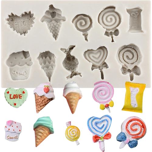 Eryi-Moules En Silicone Pour Crème Glacée, Chocolat, Sucettes, Bonbons, Pour La Fabrication De Crème Glacée, Moule À Fondant, Pour Décorer Des Gâteaux, Des Cupcakes, Des Fleurs, Des Bonbons, De