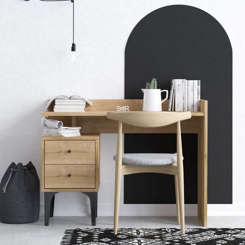 Bureau 2 Tiroirs L100cm Chêne Clair