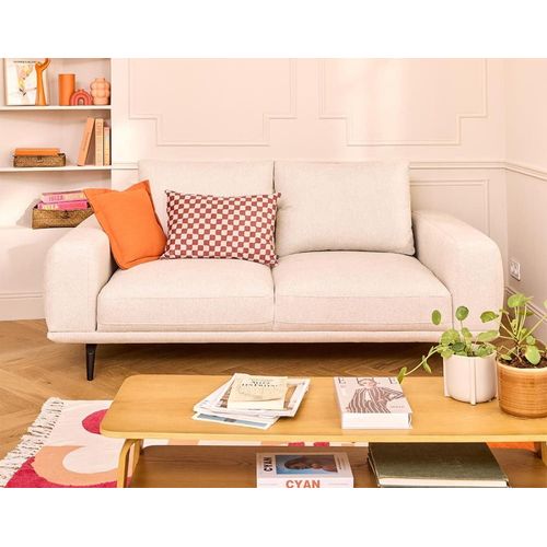 Canapé Droit 2 Places En Tissu Beige