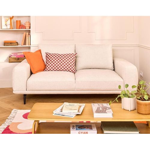 Canapé Droit 2 Places En Tissu Beige