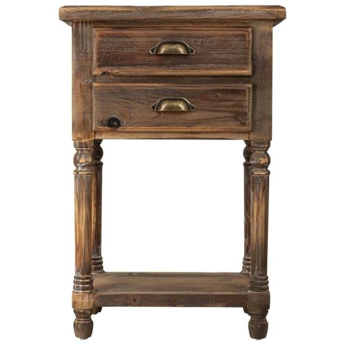 Table De Chevet En Bois Avec 2 Tiroirs 48,5x38x72,5h Cm